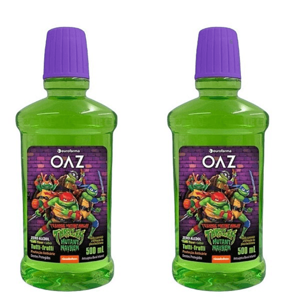 Kit com 2 Unidades de Antisséptico Bucal Oaz Zero Álcool Tutti-Frutti 500ml