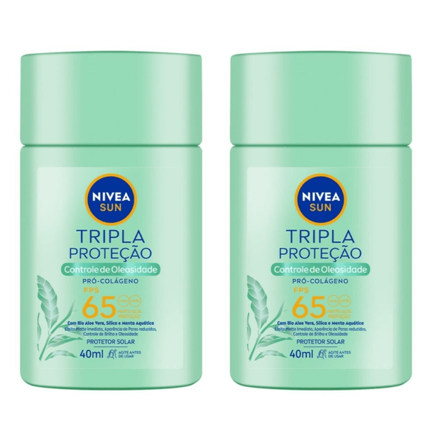 Kit com 2 Unidades de Protetor Solar Facial Nivea Sun Tripla Proteção Controle De Oleosidade Fps65 40ml