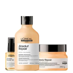 Kit L'oréal Professionnel Serie Expert Absolut Repair Gold Quinoa - Shampoo 300 ml + Máscara De Reparação 250 G + Óleo Capilar 30 ml