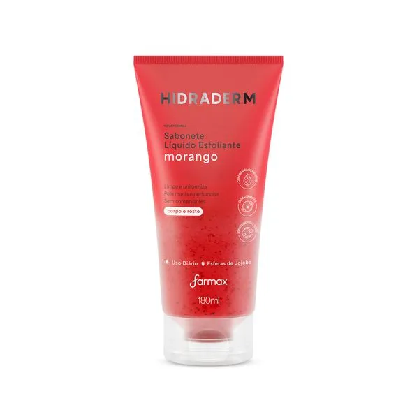 Kit c/4 Sabonete Liquido Esfoliante Morango Hidraderm 180ml