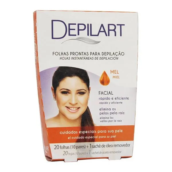 Depilador Folhas Prontas Depilart Facial Mel c/ 20 Unidades