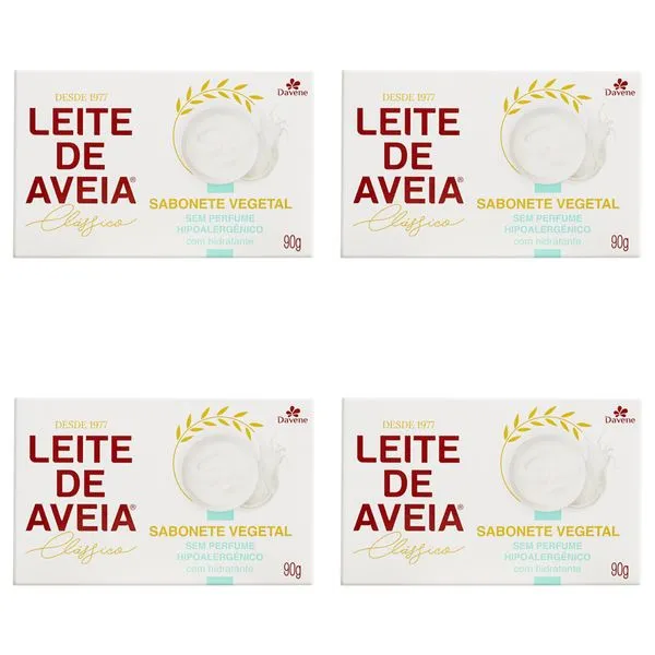 Kit c/4 Sabonetes Davene Leite De Aveia Hipoalerge 90g