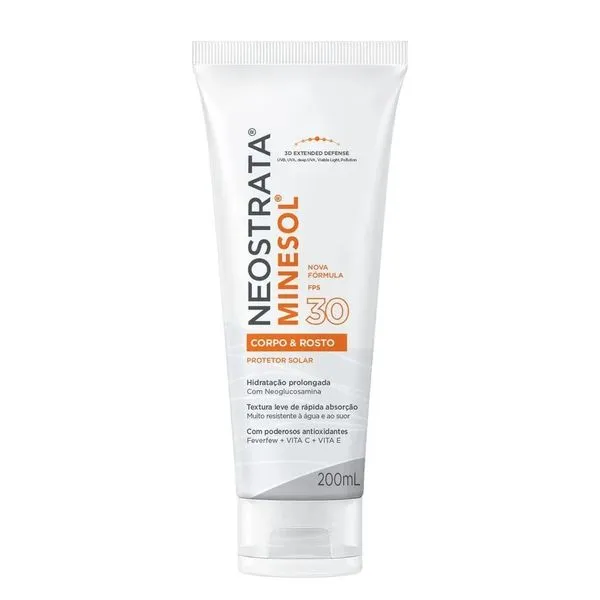Kit com 3 Unidades de Protetor Solar Minesol Rosto E Corpo FPS30 Neostrata 200ml