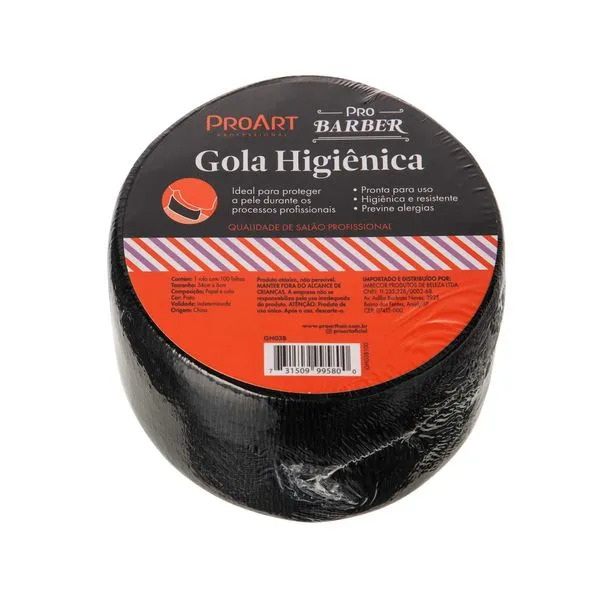 Gola Preta Higiênica Descartável Para Barbearia Proart