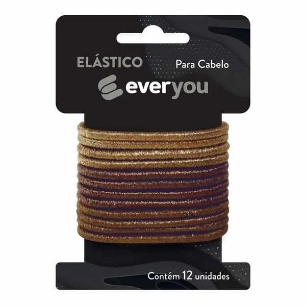 Elástico para Cabelo Ever You Dourado 12 Unidades