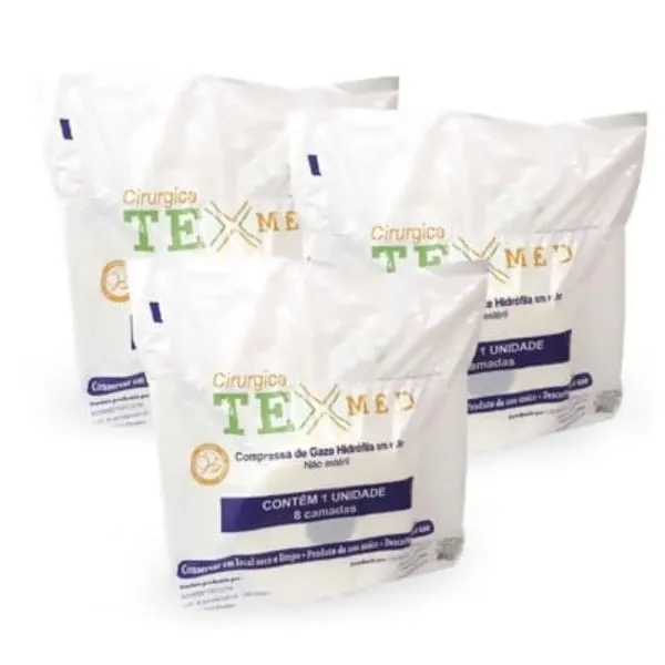 3 Pacotes Compressa Gaze 7,5x7,5cm 13 Fios 500 Unid Texmed