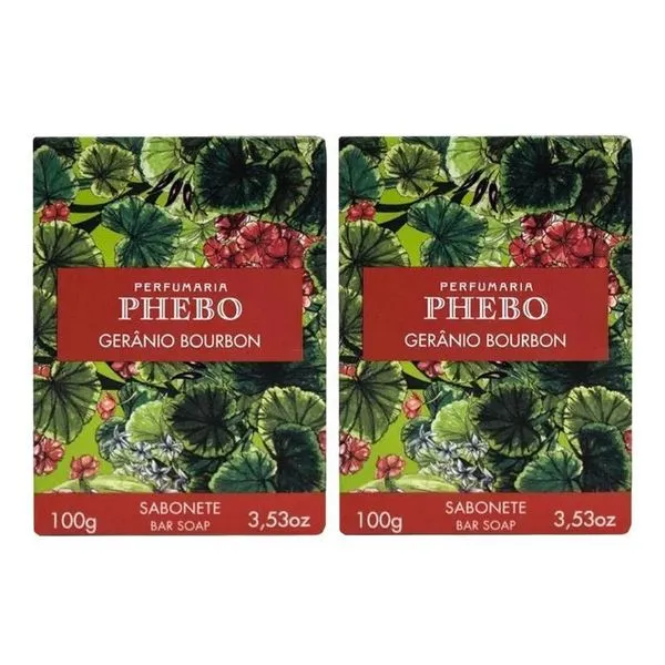 KIT 2 Sabonetes em Barra Phebo Gerânio Bourbon Granado 100g