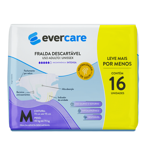 Fralda Descartável Adulto Ever Care M 16 Unidades