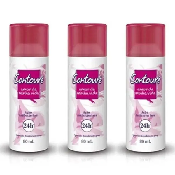 Kit c/3 Unidades de Desodorante Spray Contoure 80ml Amor Vida