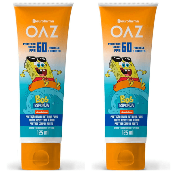 Kit com 2 Unidades de Protetor Solar Infantil Oaz Fps60 Bob Esponja 125Ml