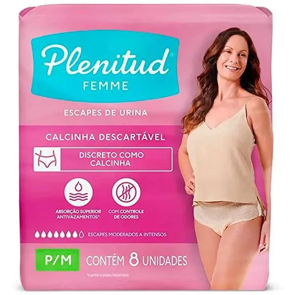 Kit com 3 Unidades de Roupa Íntima Plenitud Femme P/M Com 8 Unidades