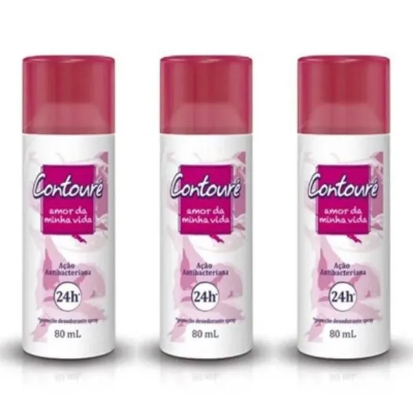 Kit c/3 Unidades de Desodorante Spray Contoure 80ml Amor Vida