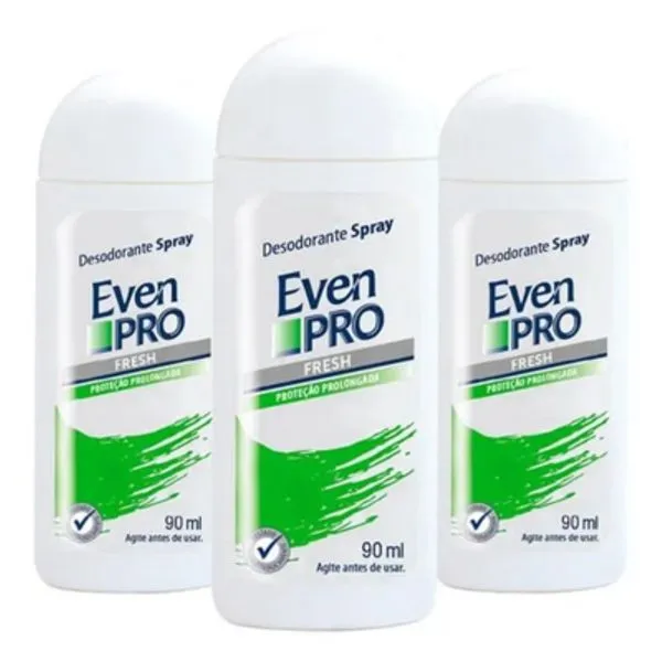 Kit c/3 Unidades de Desodorante Spray Even Pro 90ml Fresh