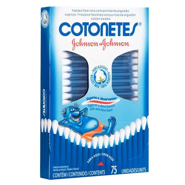 Kit com 2 Unidades de Cotonetes J&J Hastes Flex 75 Unidades