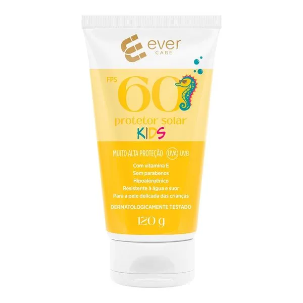 Protetor Solar Ever Care Kids FPS60 120g Protetor Solar Infantil Corporal Ever Care FPS 60 Kids 120g