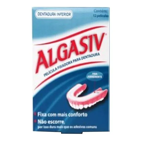Adesivo Para Dentadura Inferior Algasiv 12 unidades
