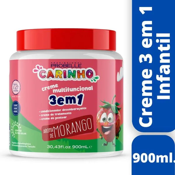 Creme de Pentear Probelle Carinho 3 Em 1 Morango 900Ml
