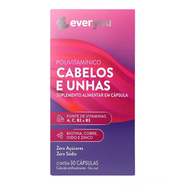 Polivitamínico Cabelos e Unhas Ever You 30 Cápsulas