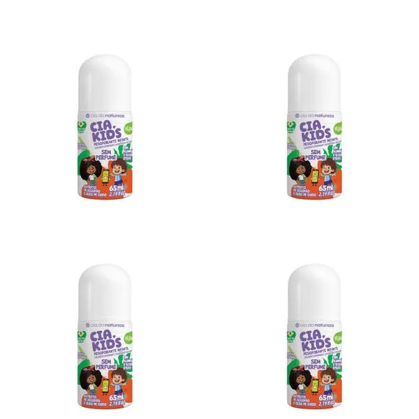 Kit c/4 Unidades de Desodorante Roll On Sem Perfume 65ml