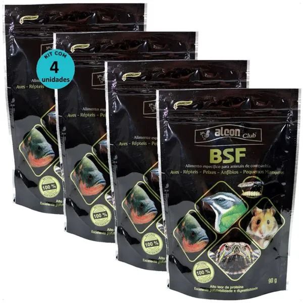 ALCON CLUB BSF 90G AVES RÉPTEIS PEIXES ANFÍBIOS PEQUENOS MAMÍFEROS KIT COM 4