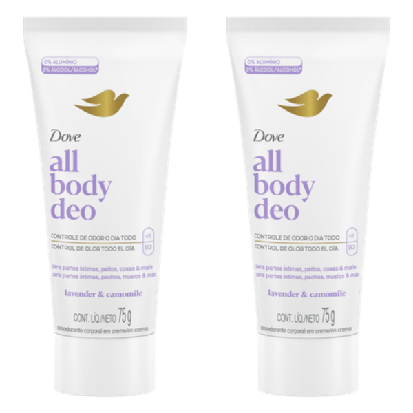Kit com 2 Unidades de Desodorante em Creme Dove All Body Deo Lavender Camomile 75G