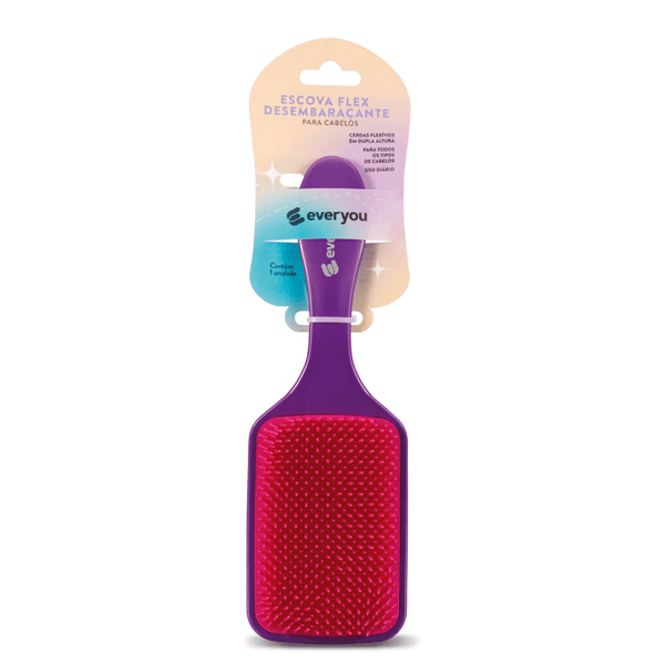 Escova para Cabelo Raquete Ever You Free Flex Roxo e Rosa 1 Unidade