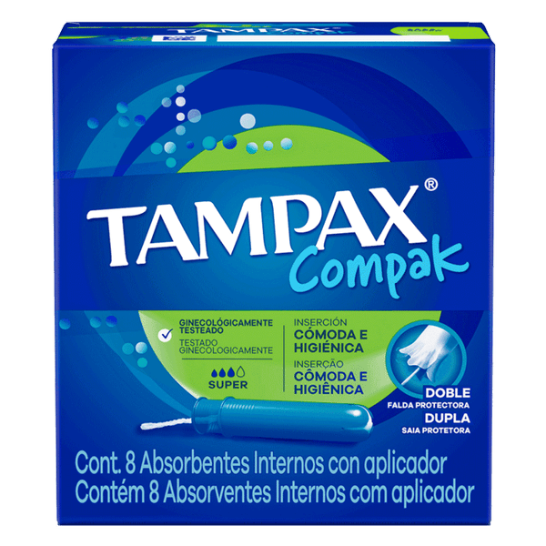 Absorvente Interno Tampax Compak Super com Aplicador 8 Unidades