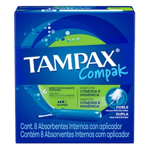 Absorvente Interno Tampax Compak Super com Aplicador 8 Unidades