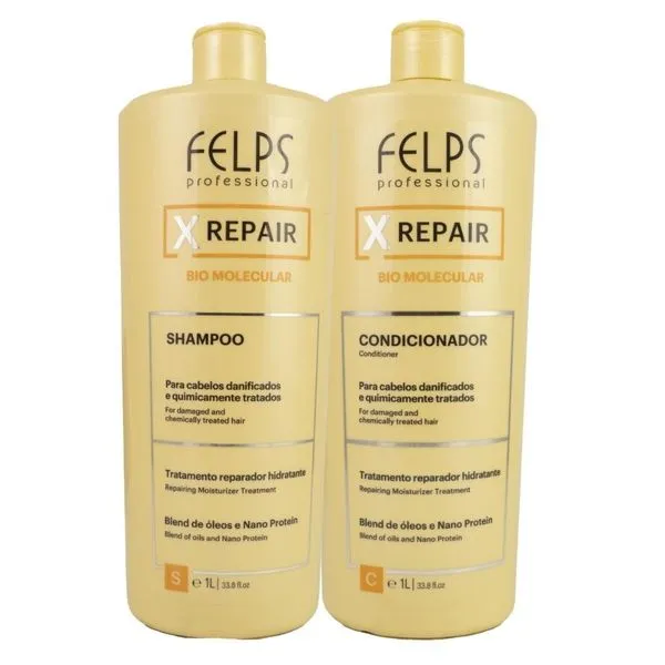 Kit Felps X Repair Bio Molecular Shampoo e Condicionador 1 Litro Kit Felps X Repair Bio Molecular Shampoo e Condicionador 1 L