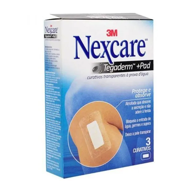 Curativo Nexcare Tegaderm com Pad Caixa Fechada com 3 unidades Curativo Nexcare Tegaderm com Pad Caixa com 3 unidades Único Único