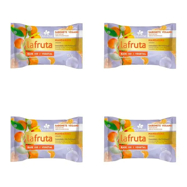 Kit c/4 Sabonetes Davene Lafruta Mandarina 150g cada