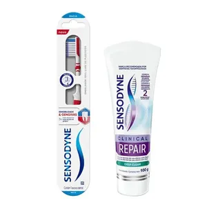 Kit Sensodyne Pasta de Dente Clinical Repair 100g + Escova de Dente Sensibilidade & Gengivas 1 Unidade