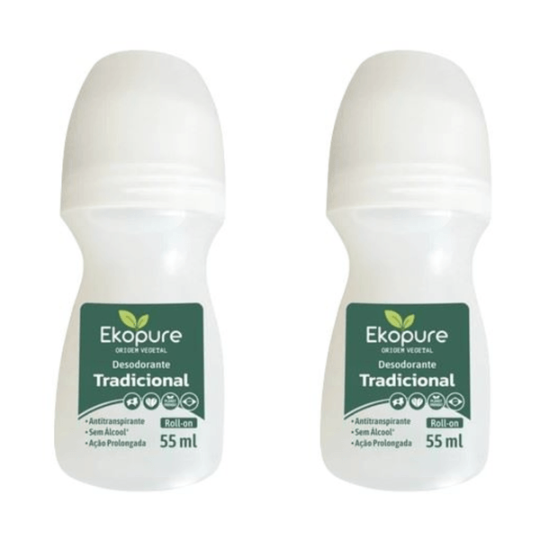 Kit c/2 Unidades de Desodorante Rollon Ekopure 55g Tradicional