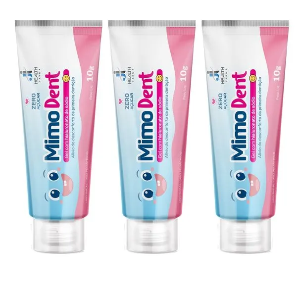kit 3 Mimodent Gel 10g J I Health - Gel Para Primeira Dentição