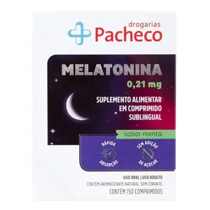 Melatonina 0,21mg Drogarias Pacheco Sabor Menta 150 Comprimidos Sublingual