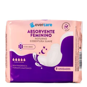 Absorvente Ever Care Noturno com Abas 8 Unidades