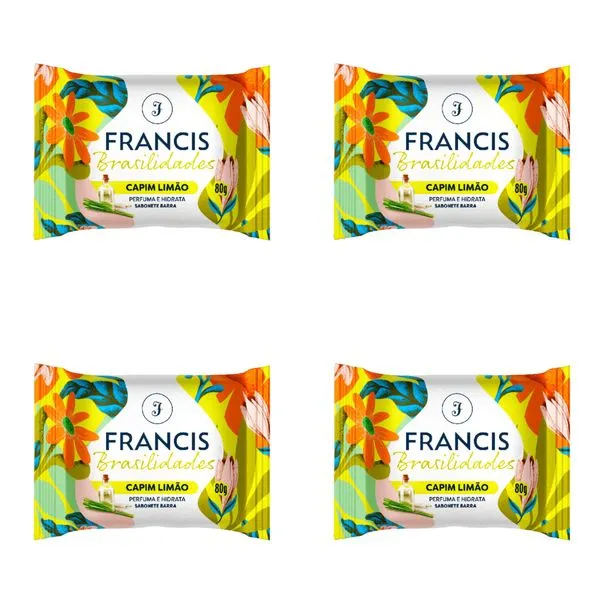 Kit c/4 Sabonetes Francis Brasil 80g Capim/Limão