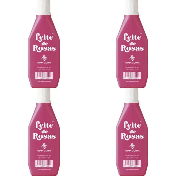 Kit c/4 Unidades de Leite De Rosas Desodorante 60ml