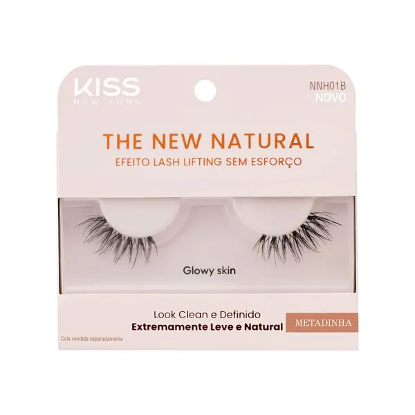 Cílios Postiços The New Natural Metadinha Glowy Skin - Kiss New York Glowy Skin Preto