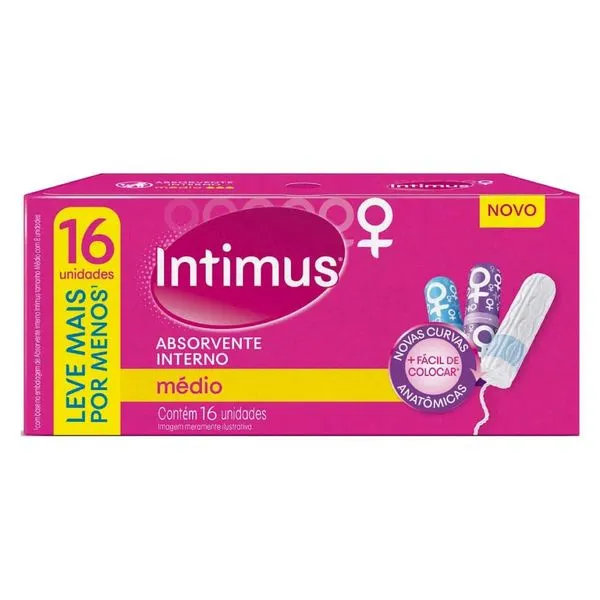 Kit com 3 Unidades de Intimus Absorvente Interno Médio 16 Unidades