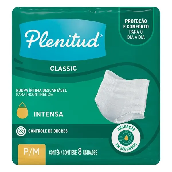 Roupa Íntima Plenitud Classic P/M 8 Unidades