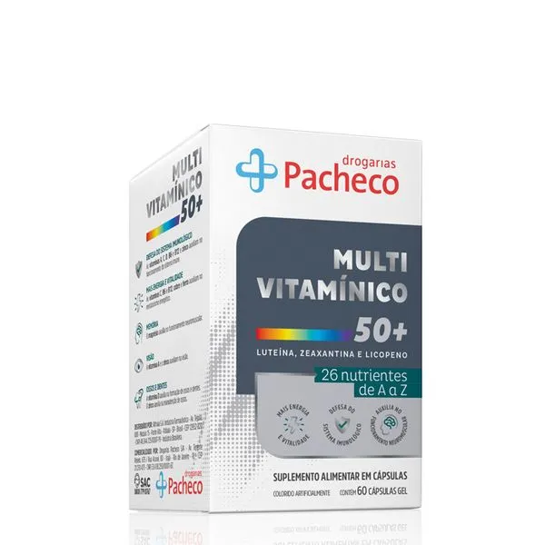 Multivitamínico 50+ Drogarias Pacheco 60 Cápsulas Gelatinosas