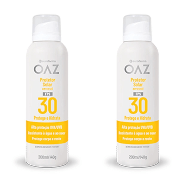 Kit com 2 Unidades de Protetor Solar Oaz Aerossol Adulto Fps30 Com 200Ml Eurofarma