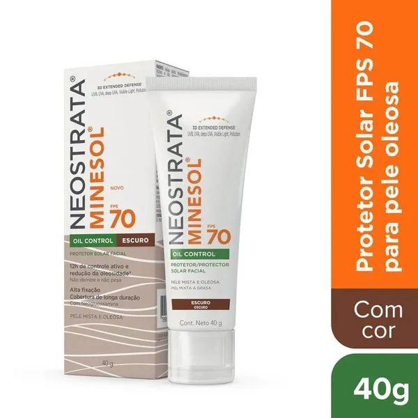 Kit com 2 Unidades de Protetor Solar Facial Neostrata Minesol Oil Control Escuro Fps70 40G