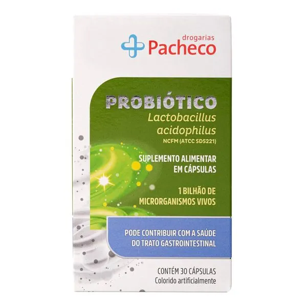 Probiótico Lactobacillus Acidophilus Drogarias Pacheco 30 Cápsulas