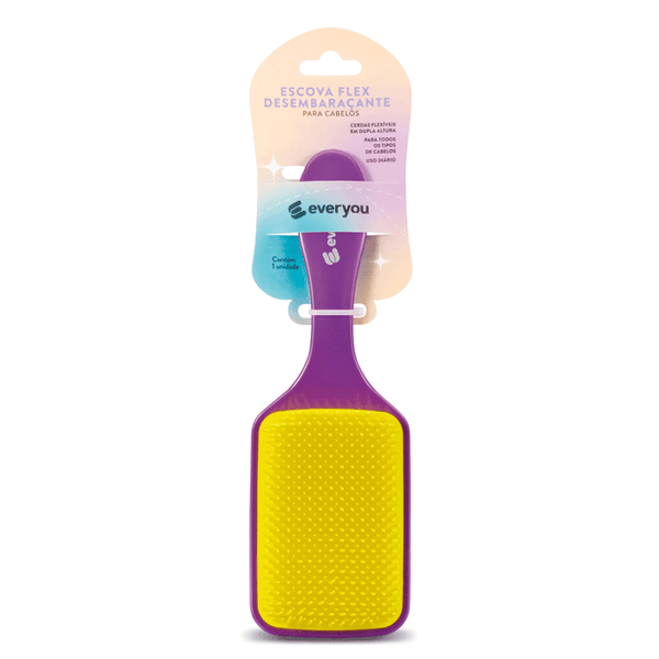 Escova para Cabelo Raquete Ever You Free Flex Roxo e Amarelo 1 Unidade