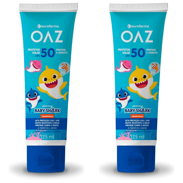 Kit com 2 Unidades de Protetor Solar Oaz FPS50 125ml Baby Shark