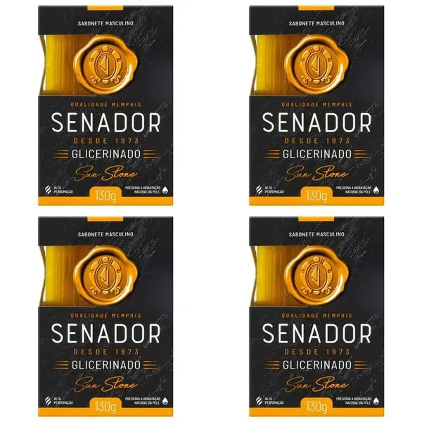 Kit c/4 Sabonetes Senador Glicerinado 130g SUN Stone