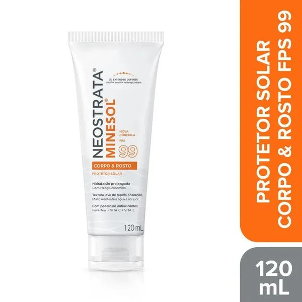 Kit com 3 Unidades de Neostrata Protetor Solar Minesol Corpo Rosto FPS99 -120ml