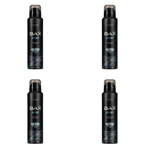 Kit c/4 Unidades de Desodorante Aerosol Bax 150ml Sport Men